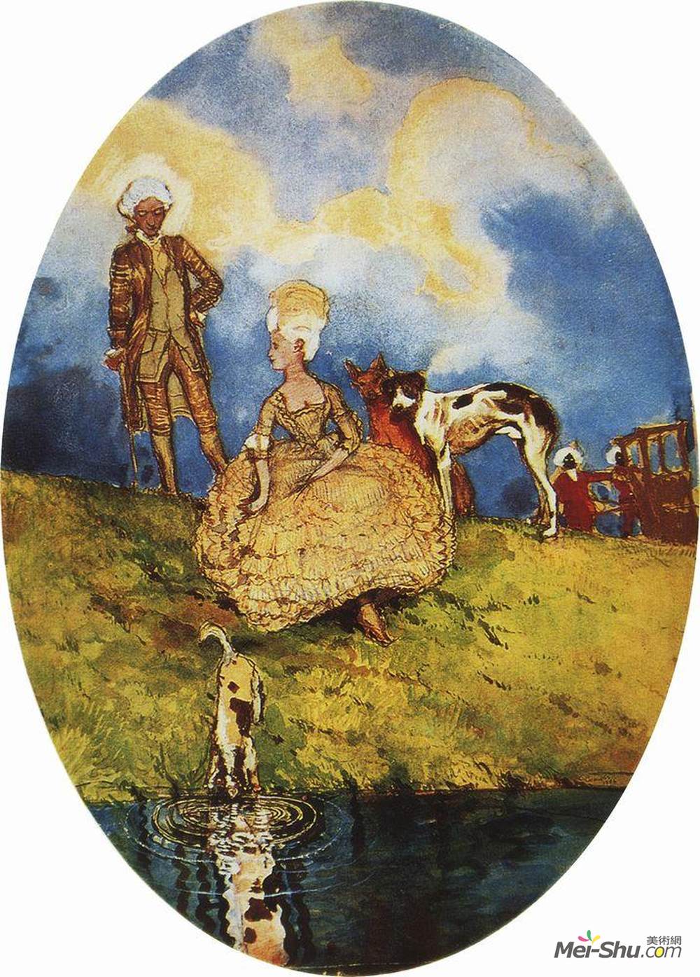 康斯坦丁·索莫夫(Konstantin Somov)高清作品《散步后休息》