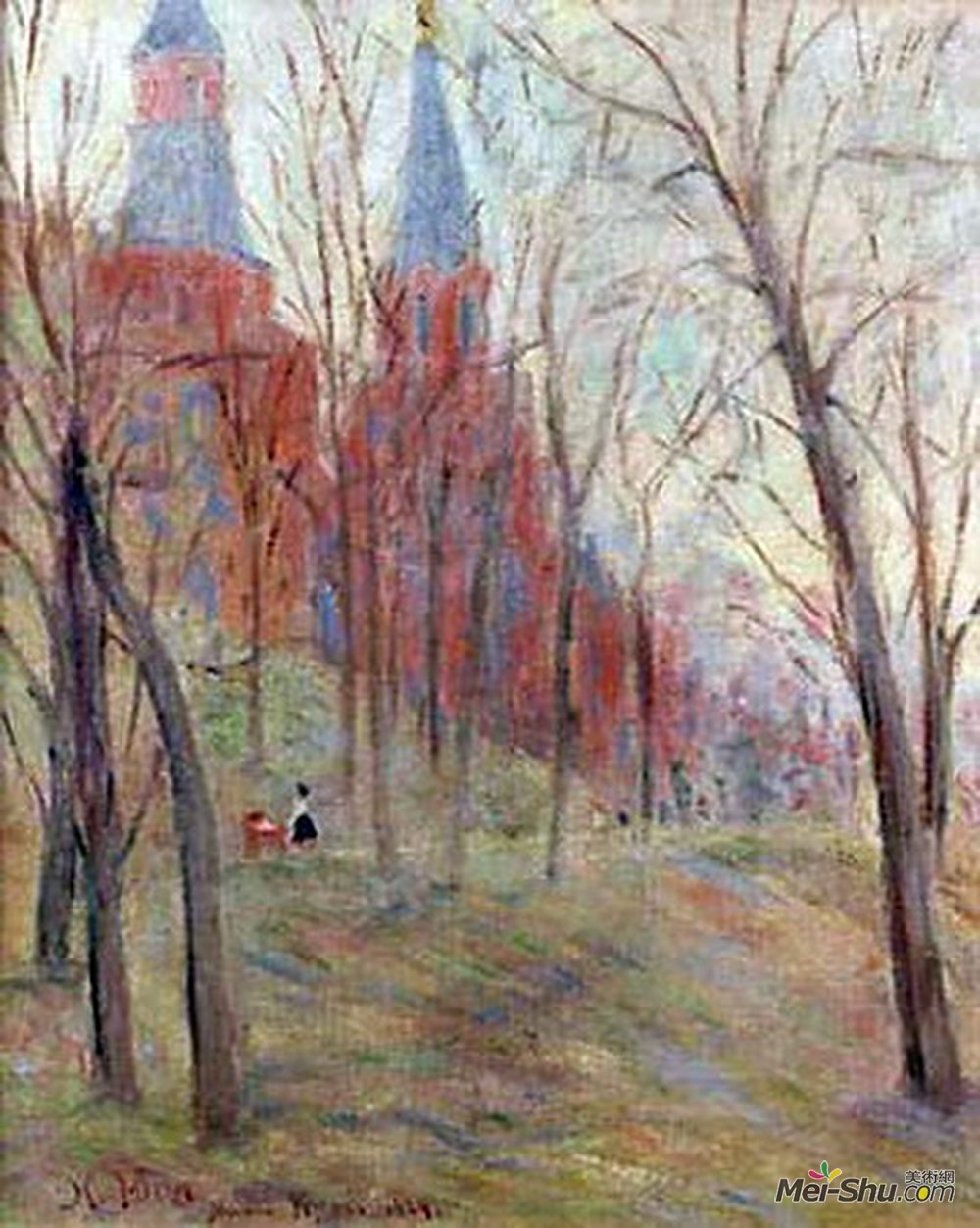 康斯坦丁·由安(Konstantin Yuon)高清作品《克里姆林宫附近的亚力山大花园》