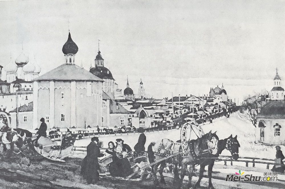 康斯坦丁·由安(Konstantin Yuon)高清作品《离开特罗伊察》