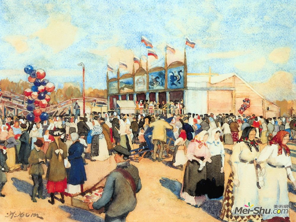 康斯坦丁·由安(Konstantin Yuon)高清作品《现场庆祝活动》