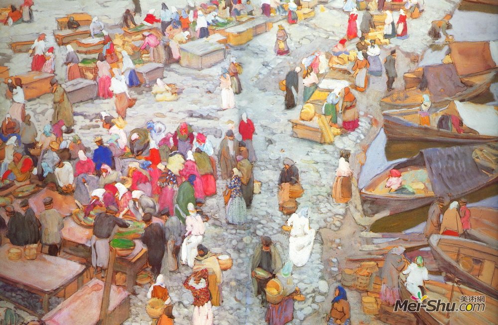 康斯坦丁·由安(Konstantin Yuon)高清作品《普斯科瓦河畔》