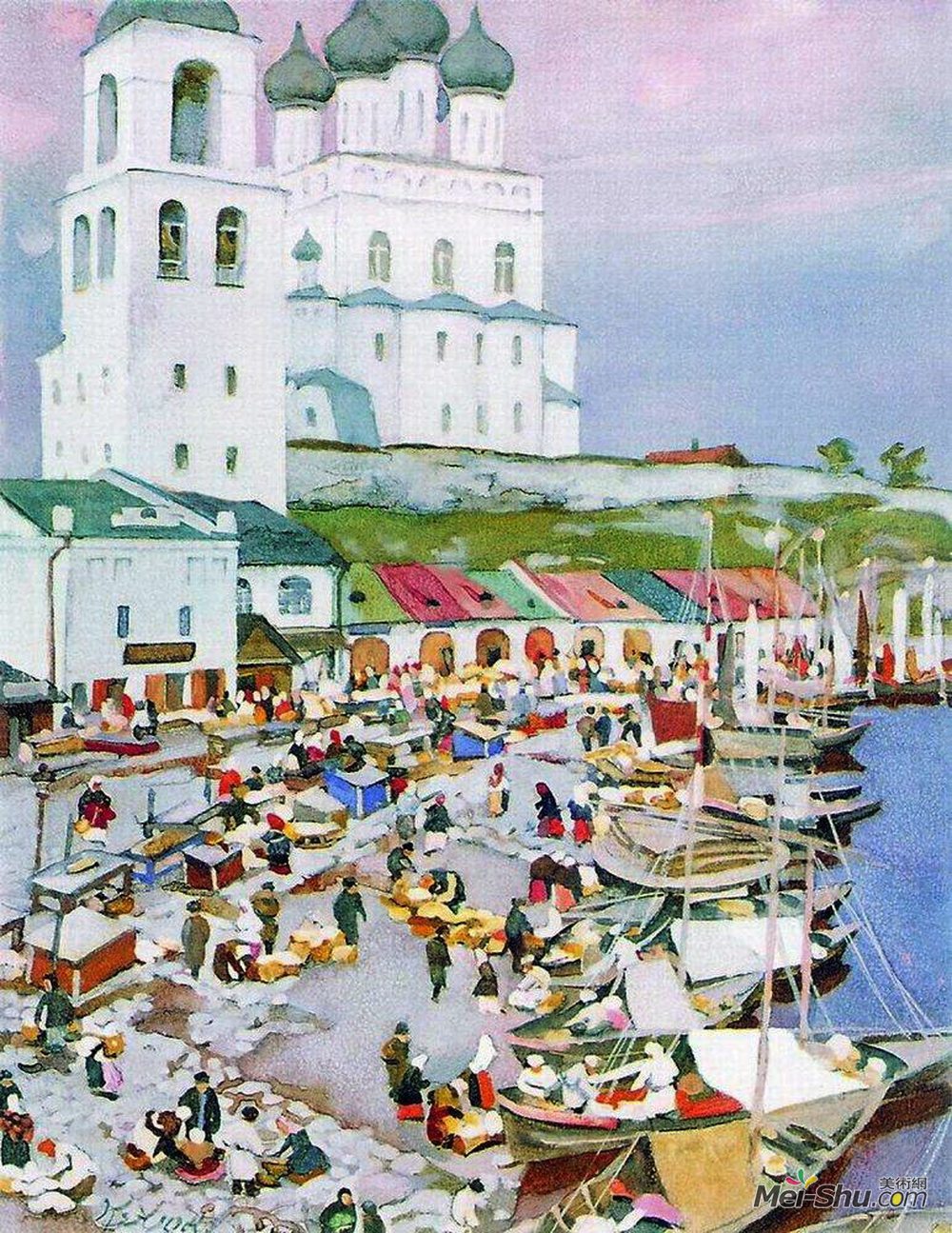 康斯坦丁·由安(Konstantin Yuon)高清作品《Near The Pskov's Cathederal》