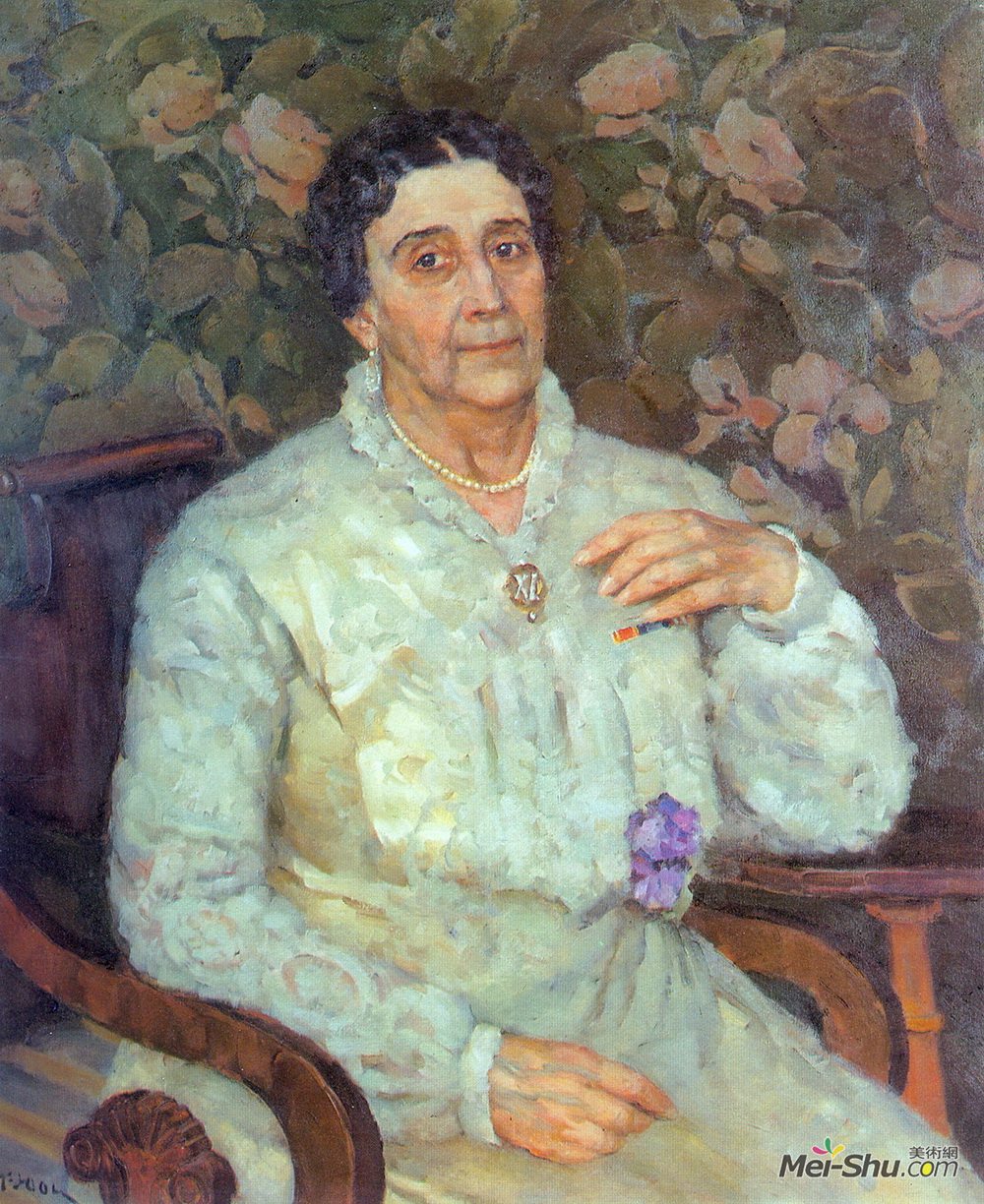 康斯坦丁·由安(Konstantin Yuon)高清作品《Portrait of actress E.D. Turchaninova》