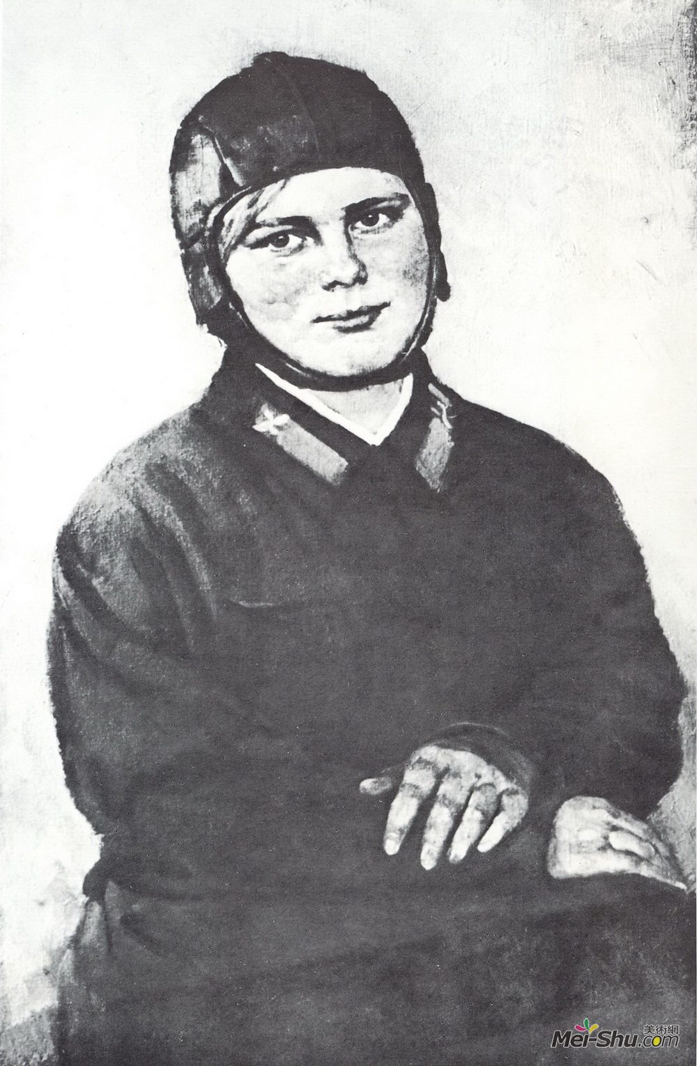 康斯坦丁·由安(Konstantin Yuon)高清作品《Portrait of pilot-woman M.S. Zimova》