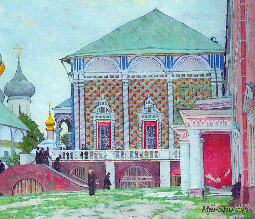 康斯坦丁·由安(Konstantin Yuon)高清作品《食堂三位一体塞尔吉乌斯拉夫拉》