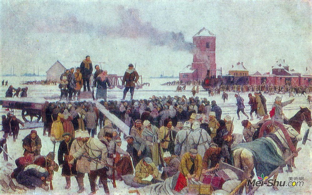 康斯坦丁·由安(Konstantin Yuon)高清作品《把工人单位看在前面》