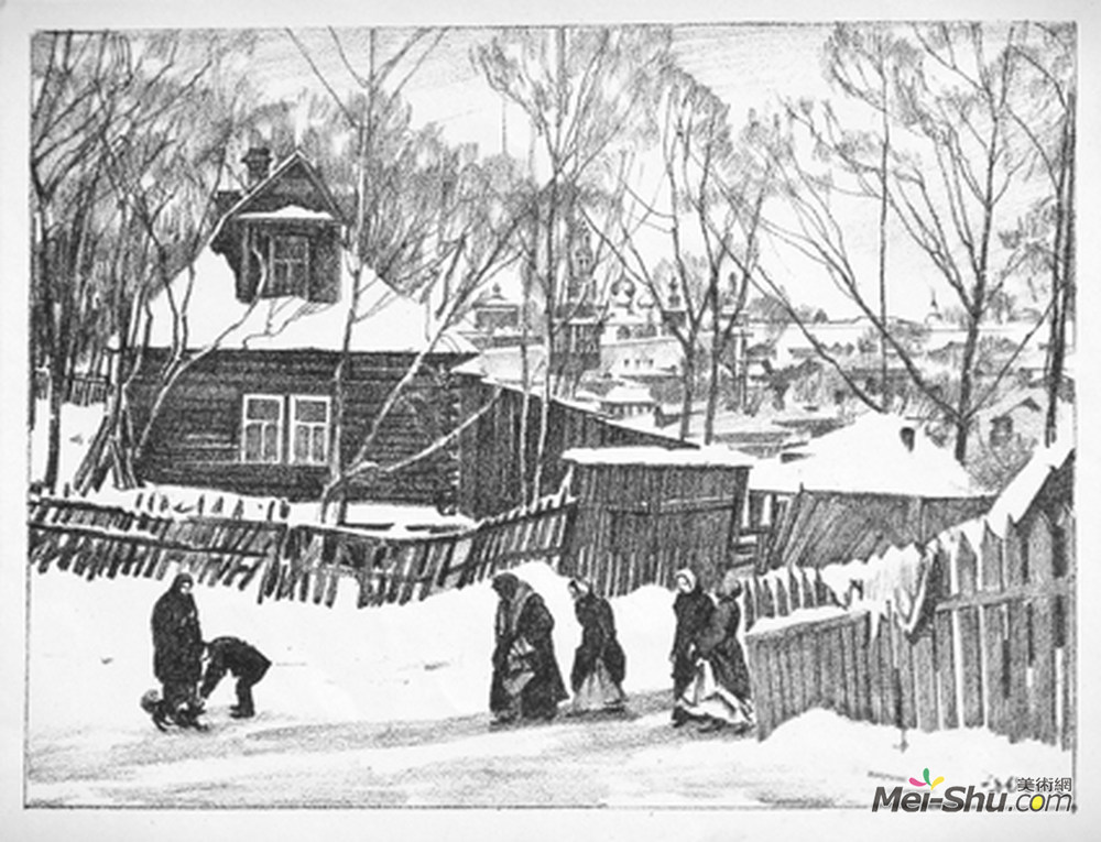 康斯坦丁·由安(Konstantin Yuon)高清作品《谢尔盖耶夫。小房子》