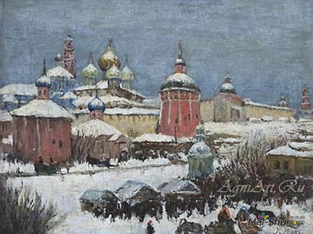 康斯坦丁·由安(Konstantin Yuon)高清作品《谢尔吉耶夫镇》
