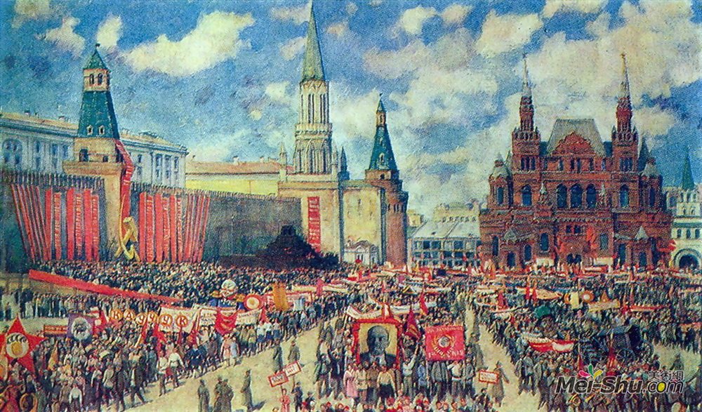 康斯坦丁·由安(Konstantin Yuon)高清作品《5月1日红场1929号示威游行》