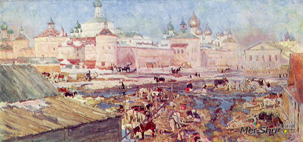 康斯坦丁·由安(Konstantin Yuon)高清作品《蓝色的一天。伟大的罗斯托夫》