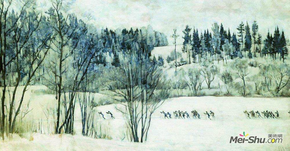 康斯坦丁·由安(Konstantin Yuon)高清作品《滑雪游》