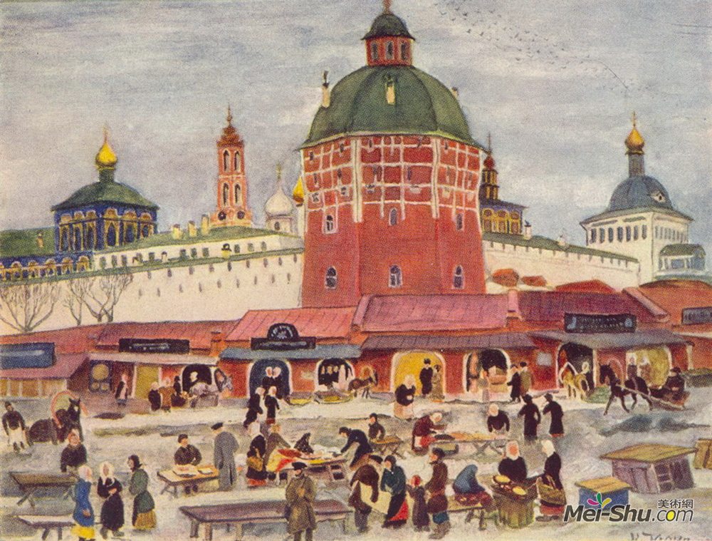 康斯坦丁·由安(Konstantin Yuon)高清作品《Troitse-Sergiyev Monastery》