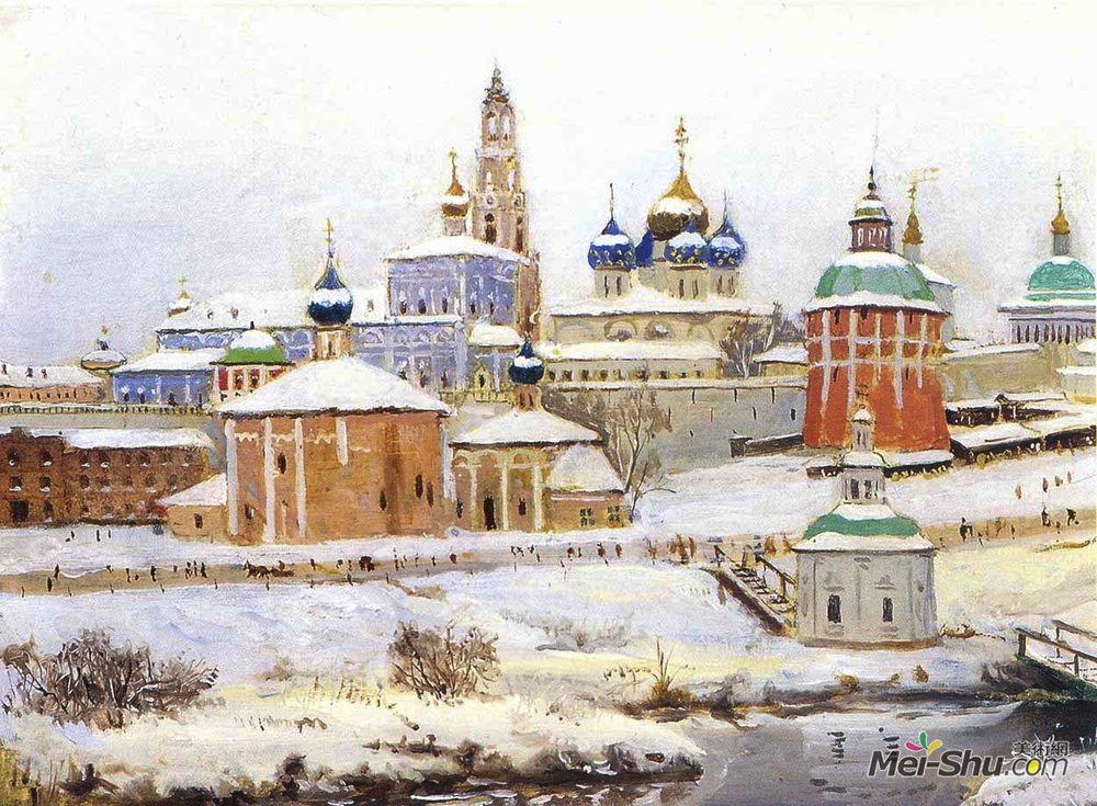 康斯坦丁·由安(Konstantin Yuon)高清作品《Troitse-Sergiyev Monastery》