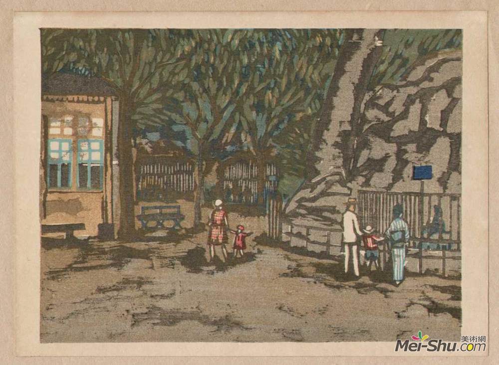 恩地孝四郎(Koshiro Onchi)高清作品《Ueno Zoo (Ueno Dobutsuen) from the series Scenes of Last Tok》