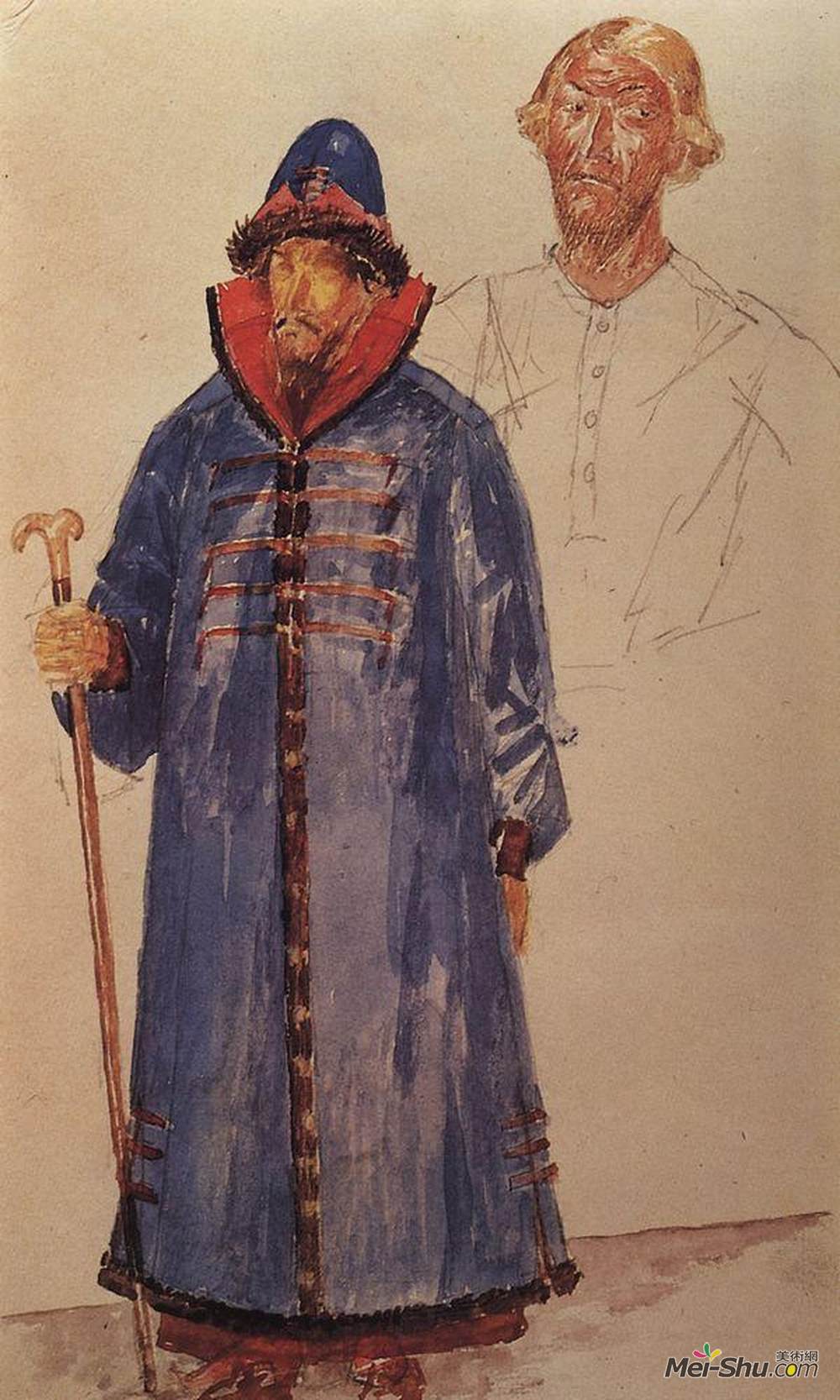 库兹马·彼得罗夫(Kuzma Petrov-Vodkin)高清作品《服装和化妆普希金博尔的悲剧》