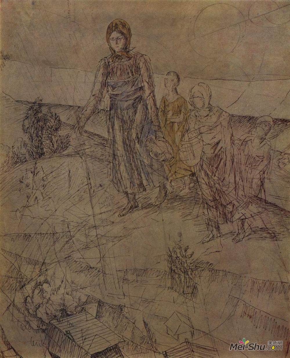 库兹马·彼得罗夫(Kuzma Petrov-Vodkin)高清作品《在》