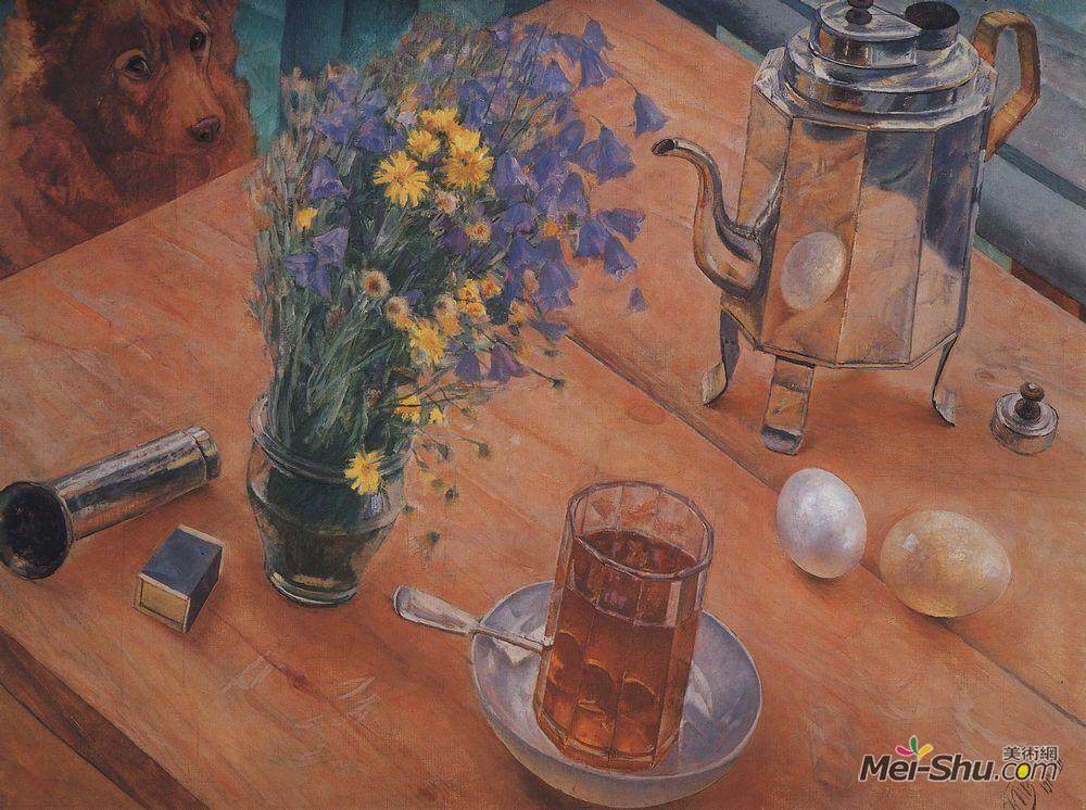 库兹马·彼得罗夫(Kuzma Petrov-Vodkin)高清作品《早晨静物》