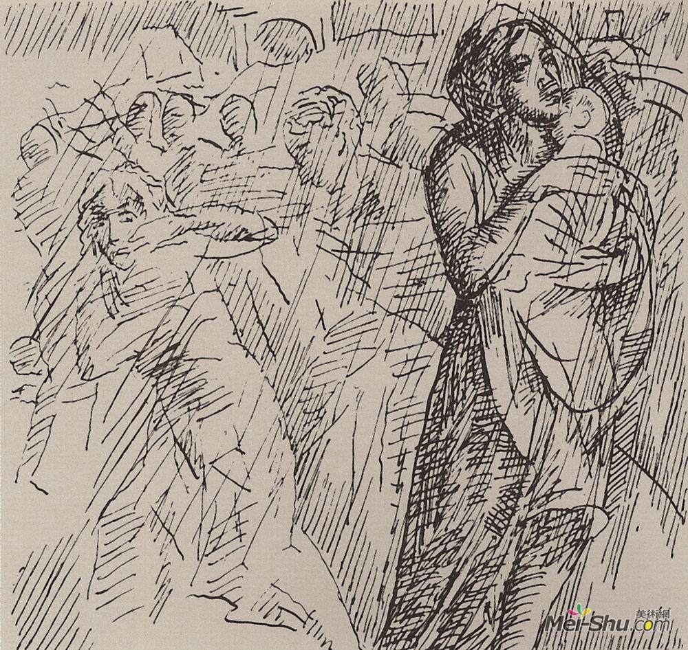 库兹马·彼得罗夫(Kuzma Petrov-Vodkin)高清作品《母亲，儿童储蓄》