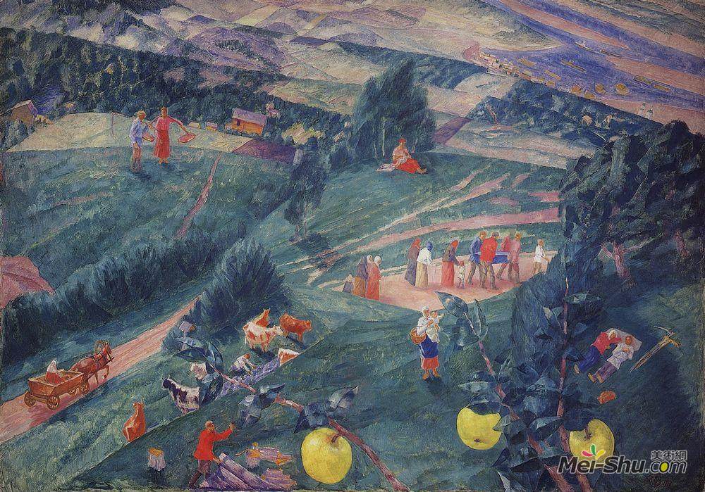 库兹马·彼得罗夫(Kuzma Petrov-Vodkin)高清作品《正午》