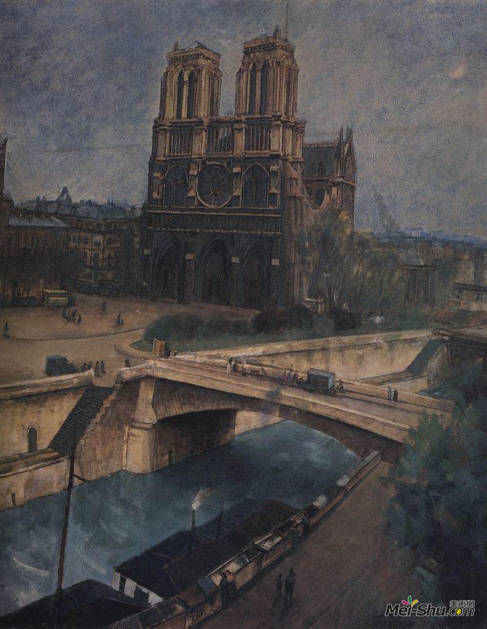 库兹马·彼得罗夫(Kuzma Petrov-Vodkin)高清作品《Paris.Notre-Dame》