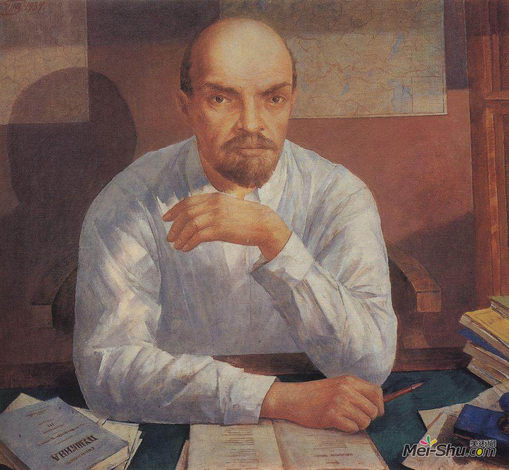 库兹马·彼得罗夫(Kuzma Petrov-Vodkin)高清作品《列宁画像》