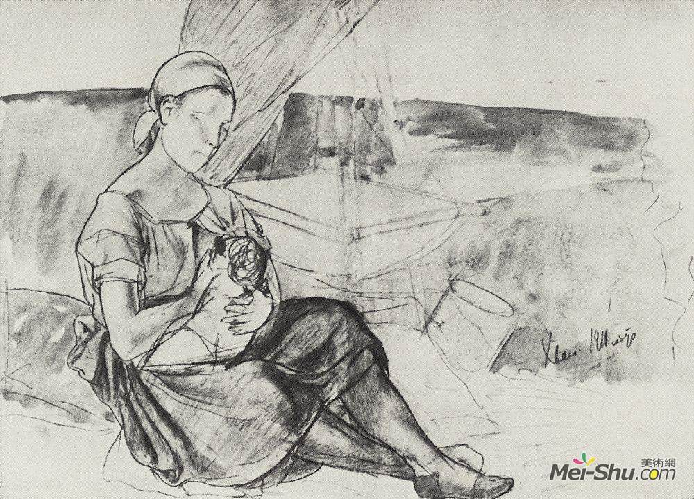 库兹马·彼得罗夫(Kuzma Petrov-Vodkin)高清作品《妈妈画像》