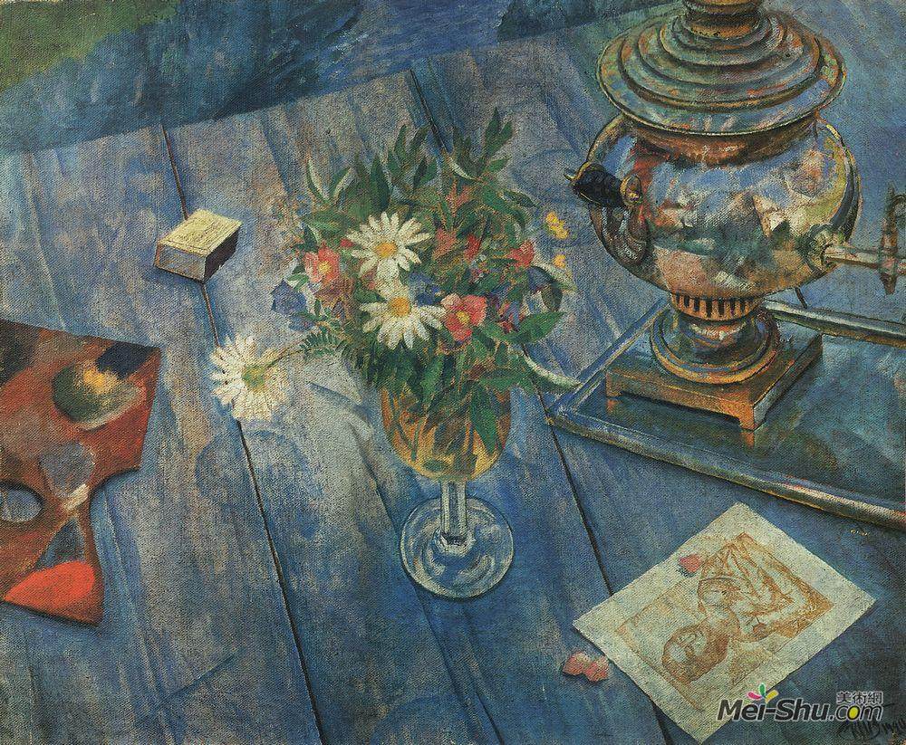 库兹马·彼得罗夫(Kuzma Petrov-Vodkin)高清作品《萨摩亚静物》