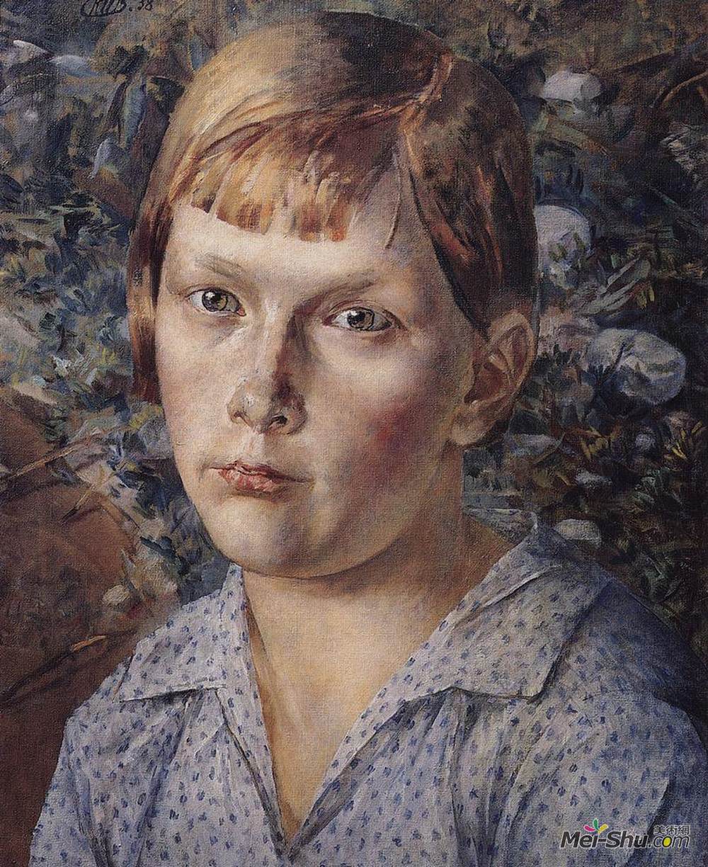 库兹马·彼得罗夫(Kuzma Petrov-Vodkin)高清作品《森林里的女孩》