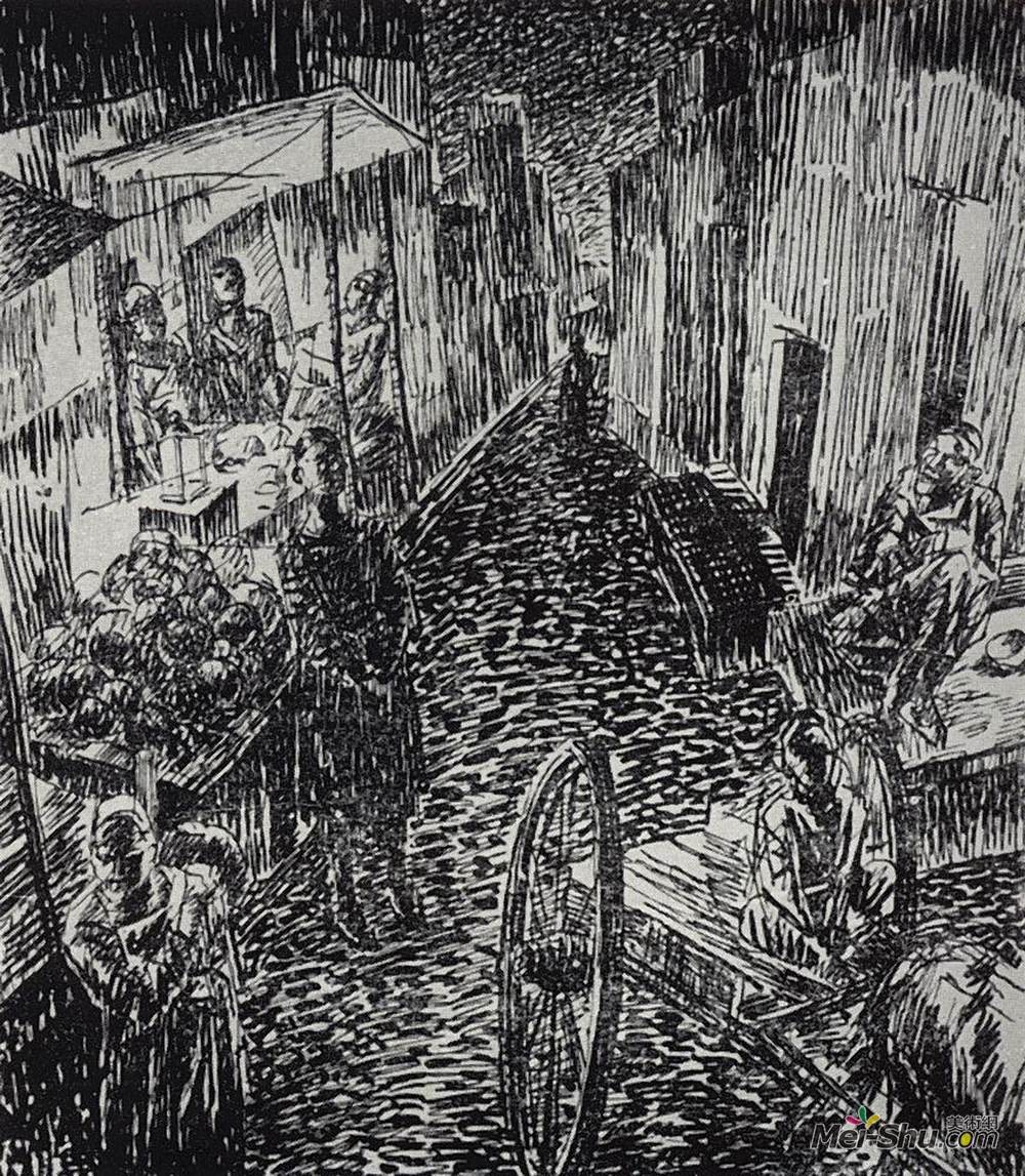 库兹马·彼得罗夫(Kuzma Petrov-Vodkin)高清作品《街道》