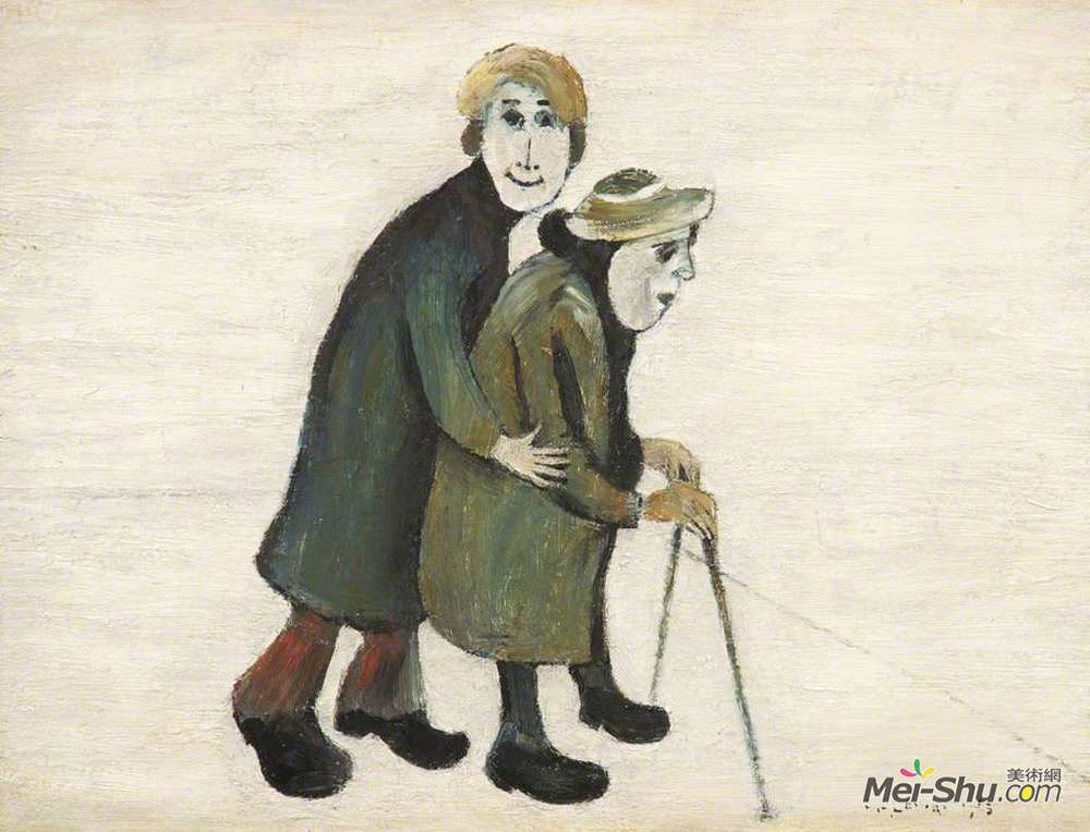 L·S·洛里(L. S. Lowry)高清作品《一对夫妇过马路》