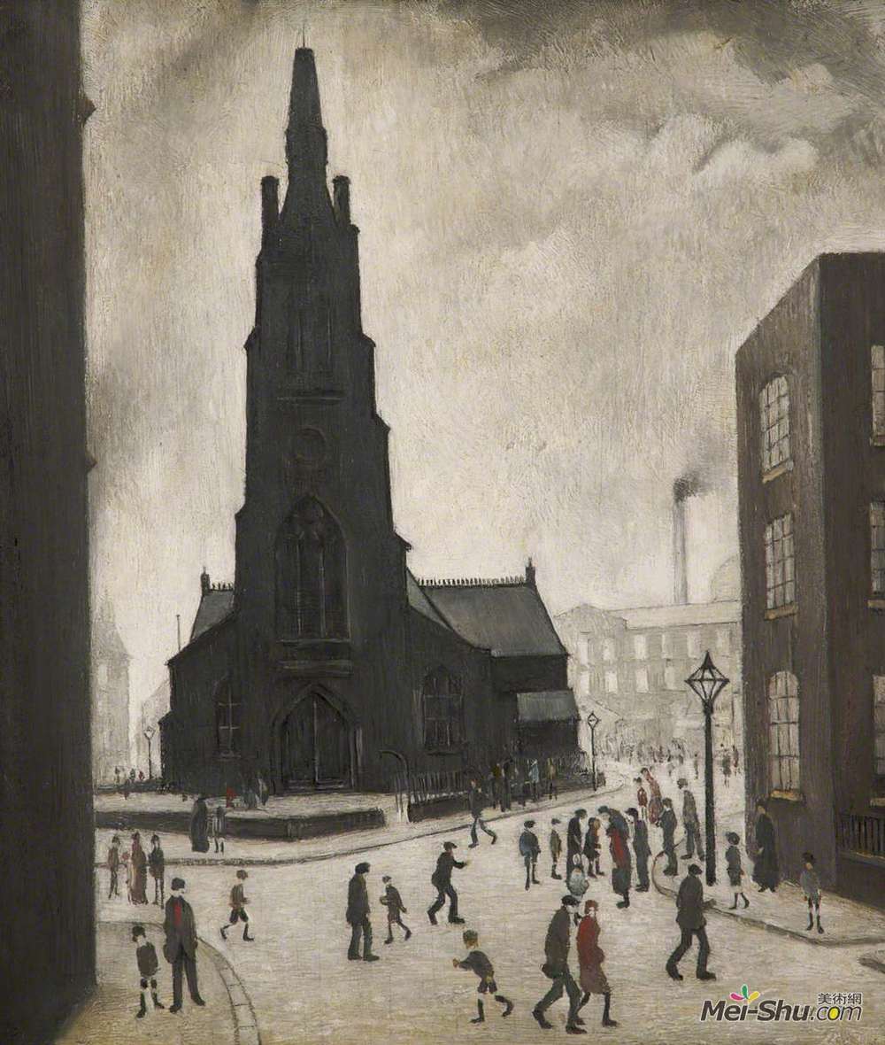 L·S·洛里(L. S. Lowry)高清作品《街景（圣西蒙教堂）》