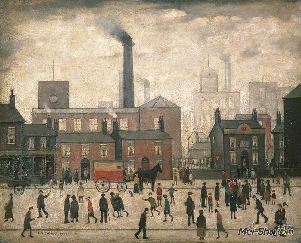 L·S·洛里(L. S. Lowry)高清作品《从工厂回来》