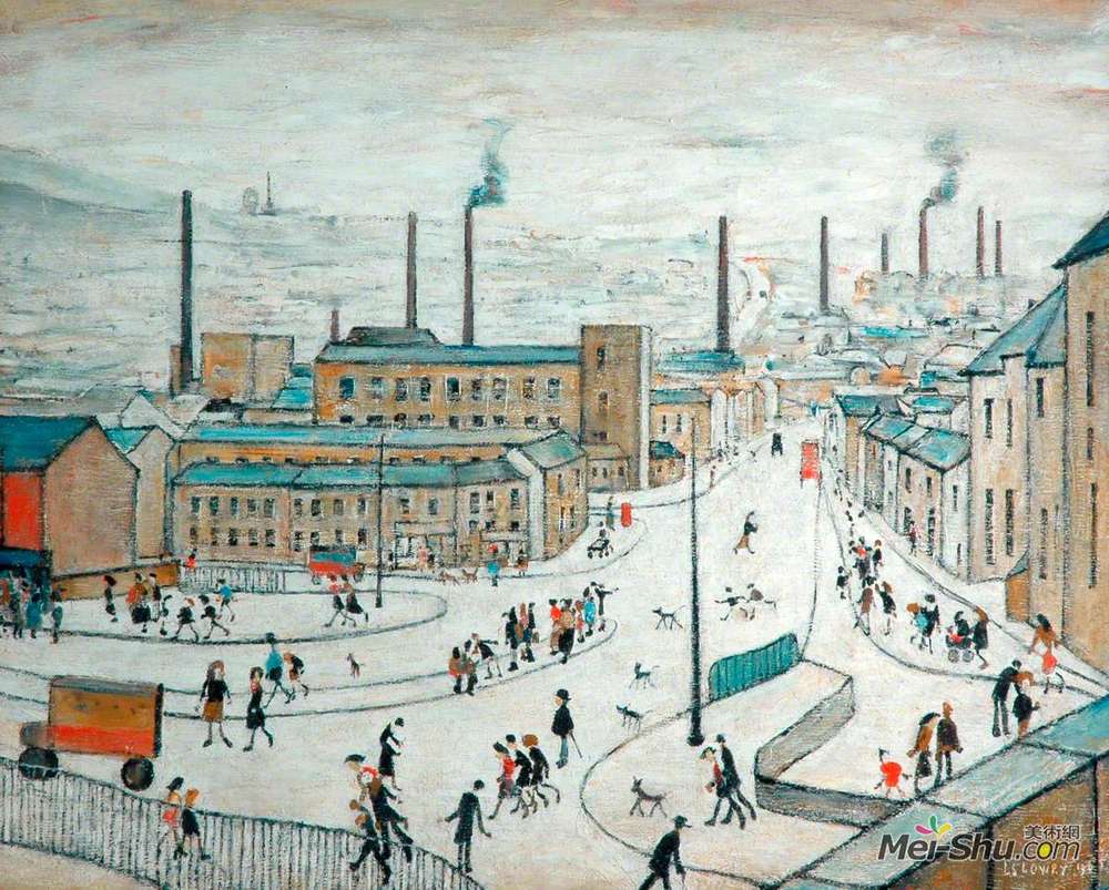 L·S·洛里(L. S. Lowry)高清作品《哈德斯菲尔德》