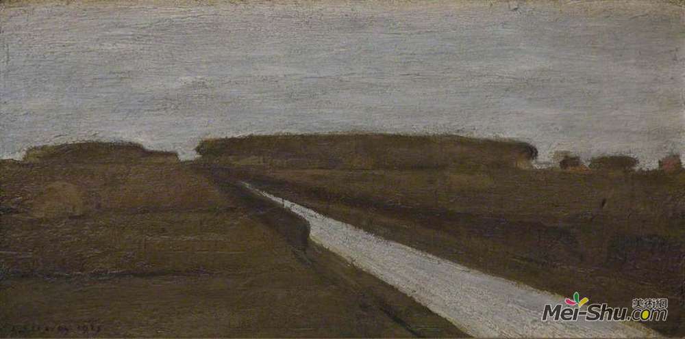 L·S·洛里(L. S. Lowry)高清作品《道路景观》
