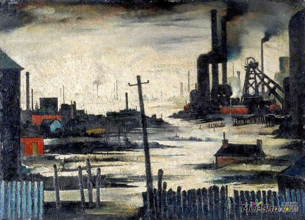 L·S·洛里(L. S. Lowry)高清作品《河景》