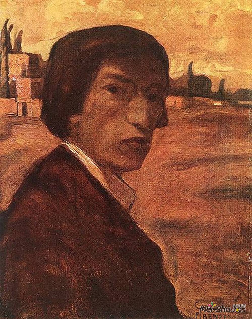 拉霍斯古拉西(Lajos Gulacsy)高清作品《自画像》
