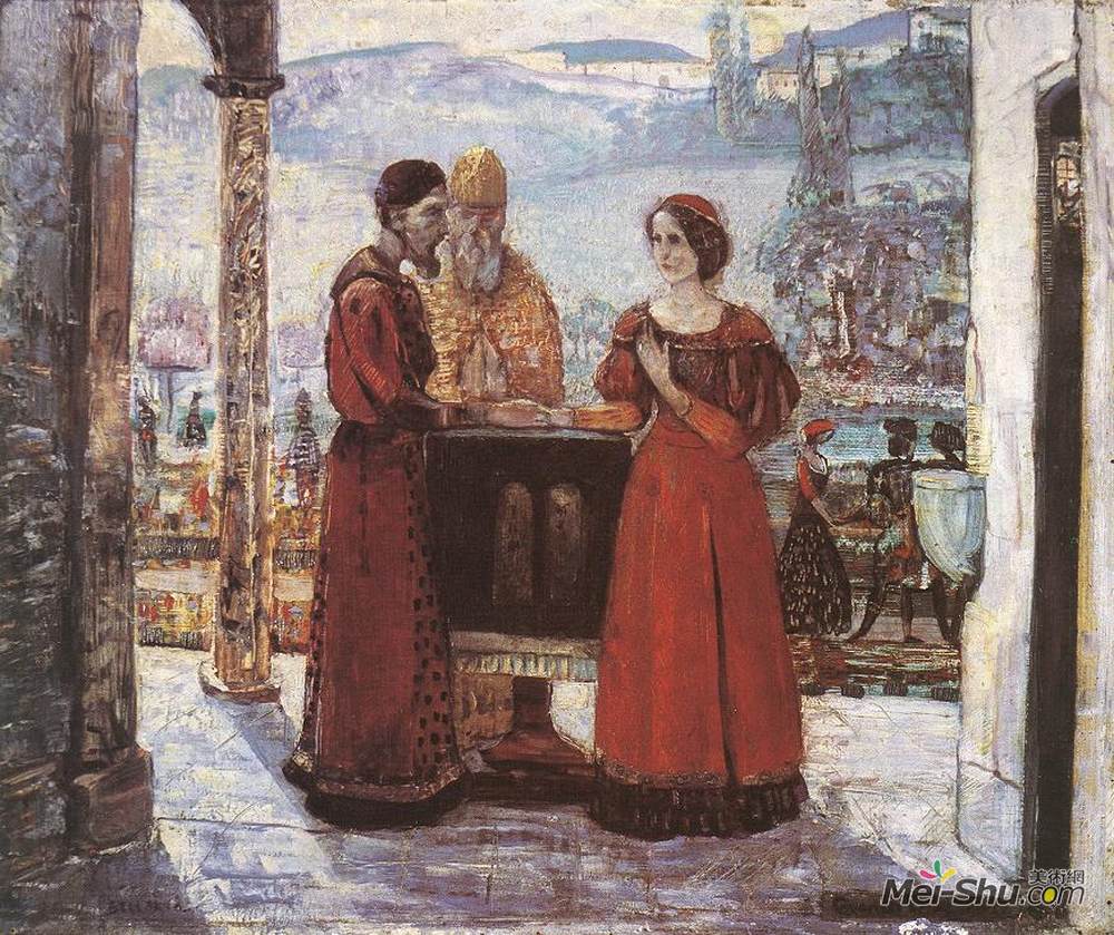 拉霍斯古拉西(Lajos Gulacsy)高清作品《玛丽的订婚》