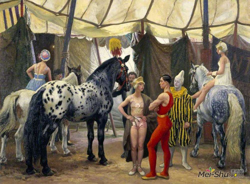 劳拉·奈特(Laura Knight)高清作品《马戏团日场》