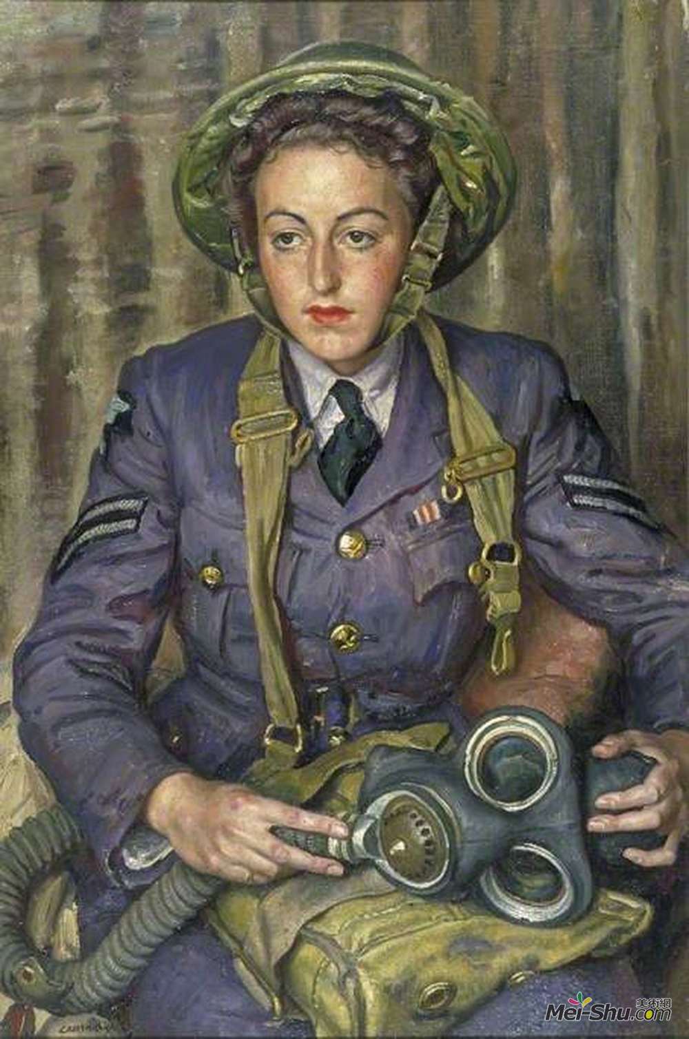 劳拉·奈特(Laura Knight)高清作品《Corporal J. M. Robins, Women's Auxiliary Air Force》