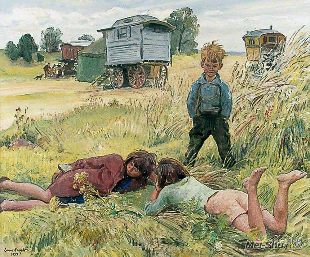 劳拉·奈特(Laura Knight)高清作品《年轻的吉普赛人》