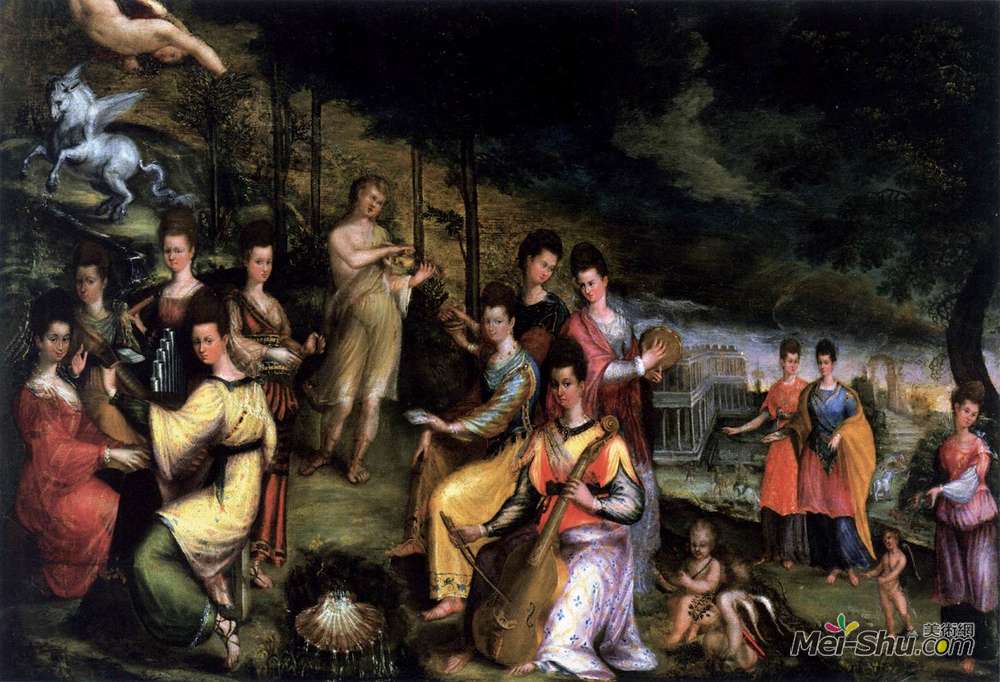 拉维尼亚·丰塔纳(Lavinia Fontana)高清作品《Apollo and the Muses (Parnassus)》