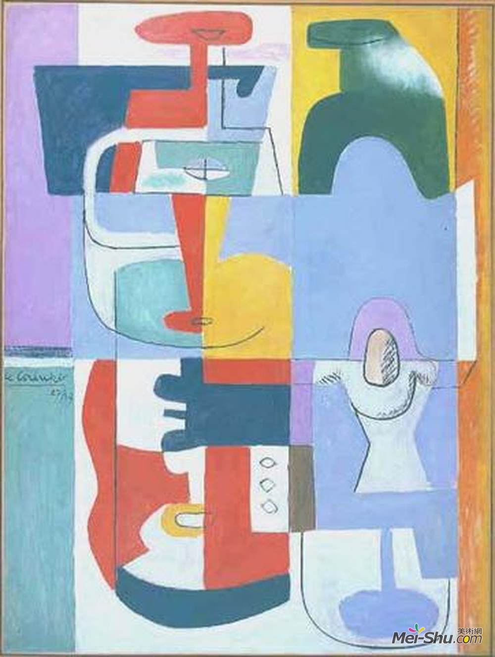 勒·柯布西耶(Le Corbusier)高清作品《两个瓶子和杯子》