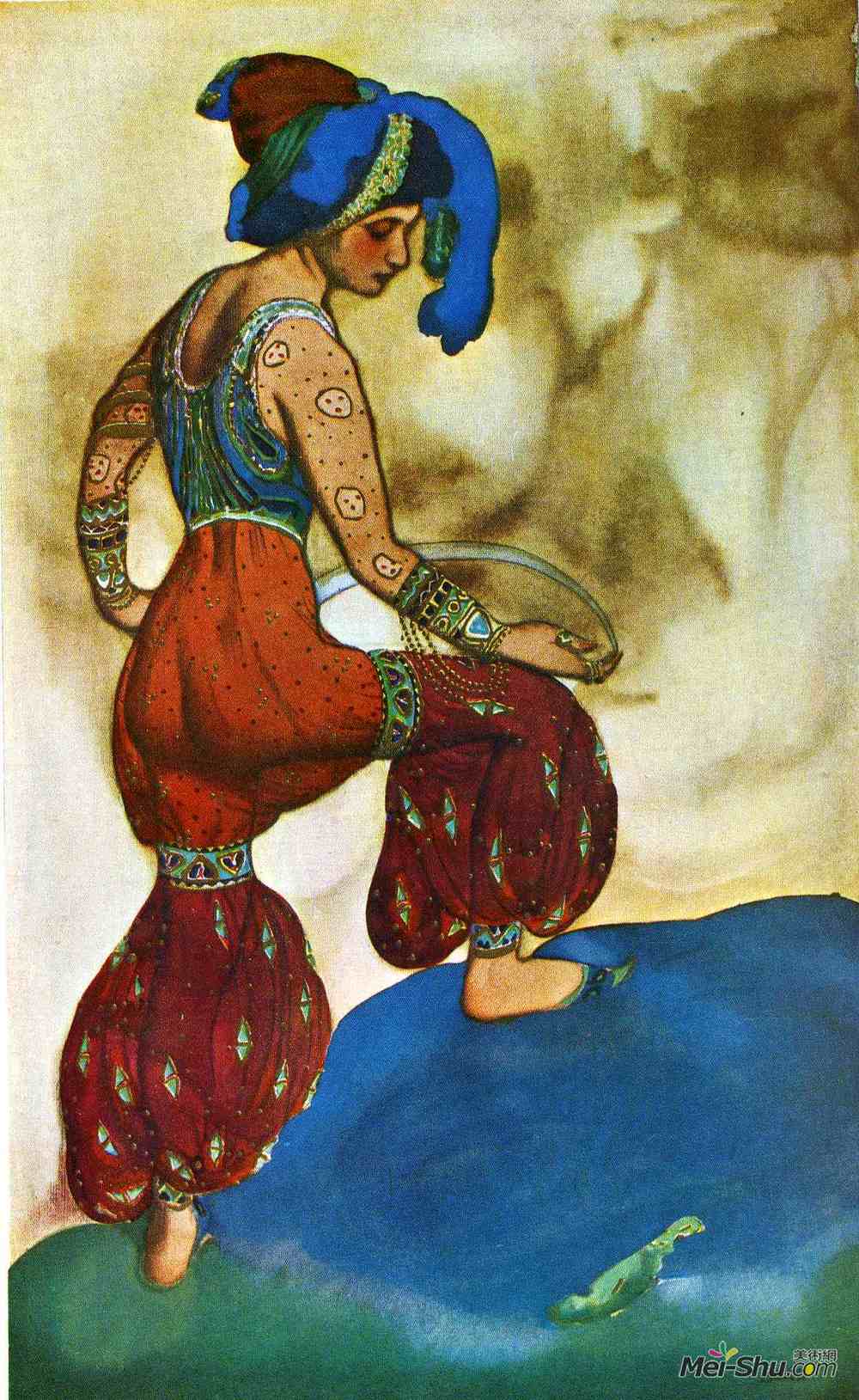 莱昂·巴克斯特(Leon Bakst)高清作品《天方夜谭的苏丹蓝》