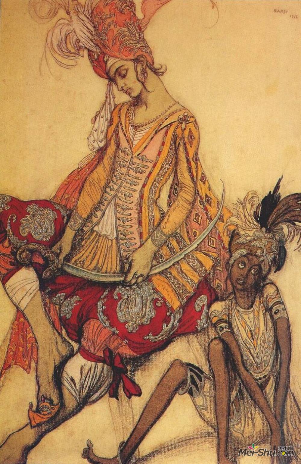 莱昂·巴克斯特(Leon Bakst)高清作品《睡美人东王子和他的网页》