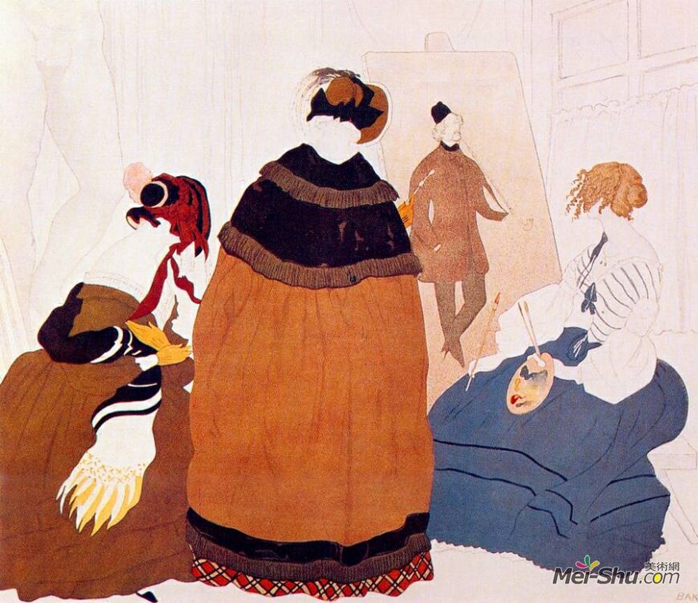 莱昂·巴克斯特(Leon Bakst)高清作品《在艺术家的工作室里》