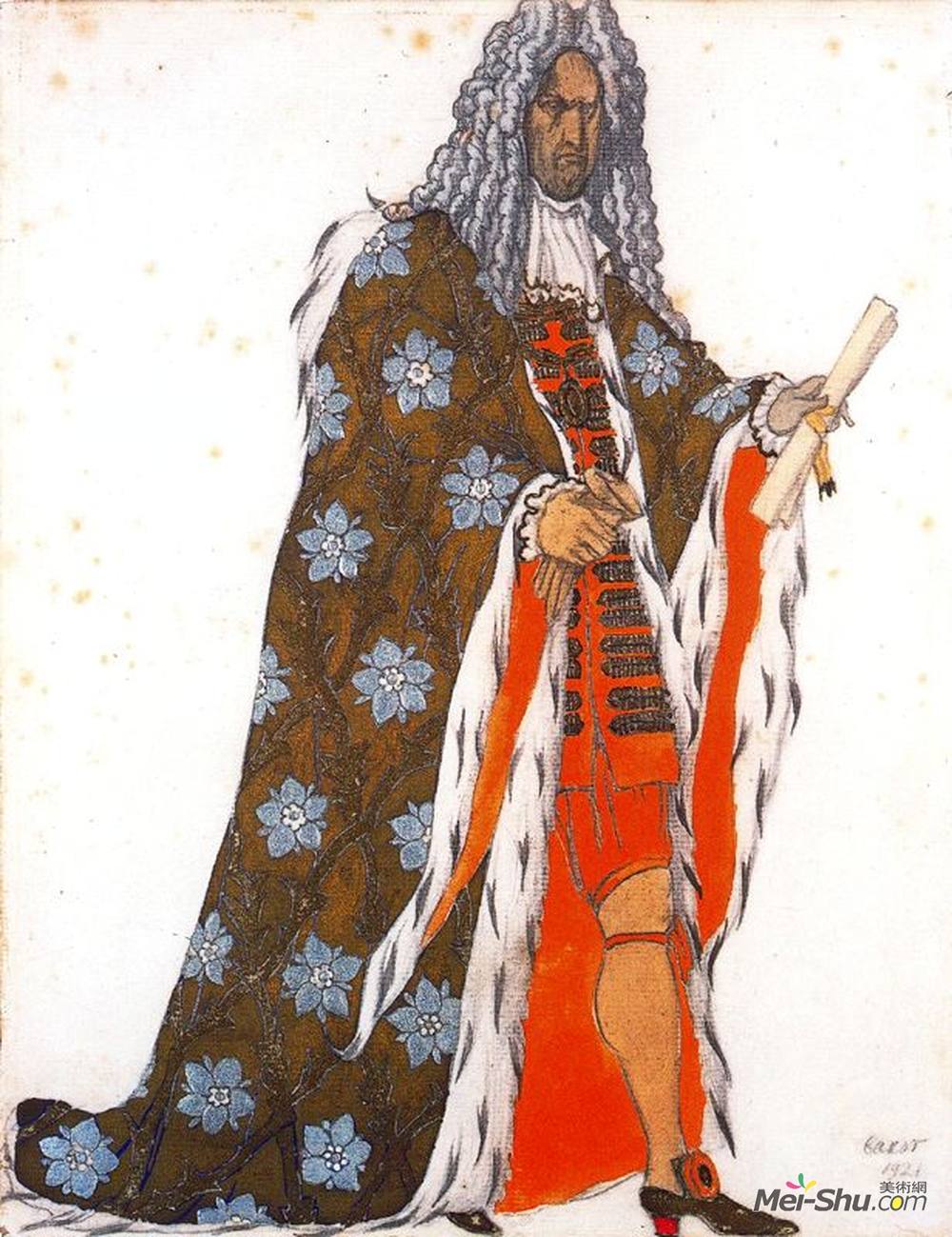 莱昂·巴克斯特(Leon Bakst)高清作品《Costume design for The Master of Ceremonies, from Sleeping B》