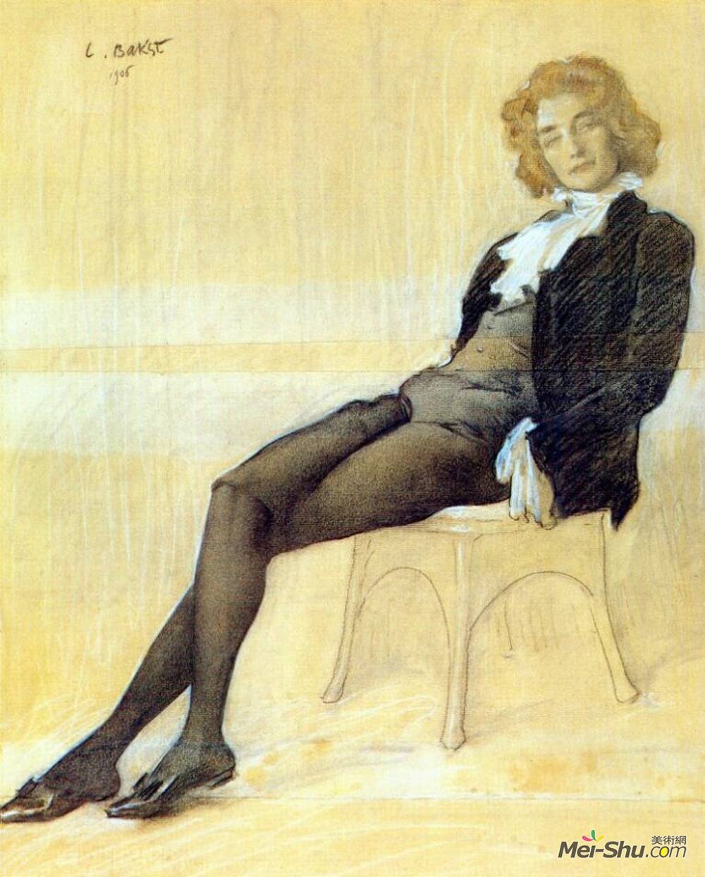 莱昂·巴克斯特(Leon Bakst)高清作品《诗人Zinaida Gippius》