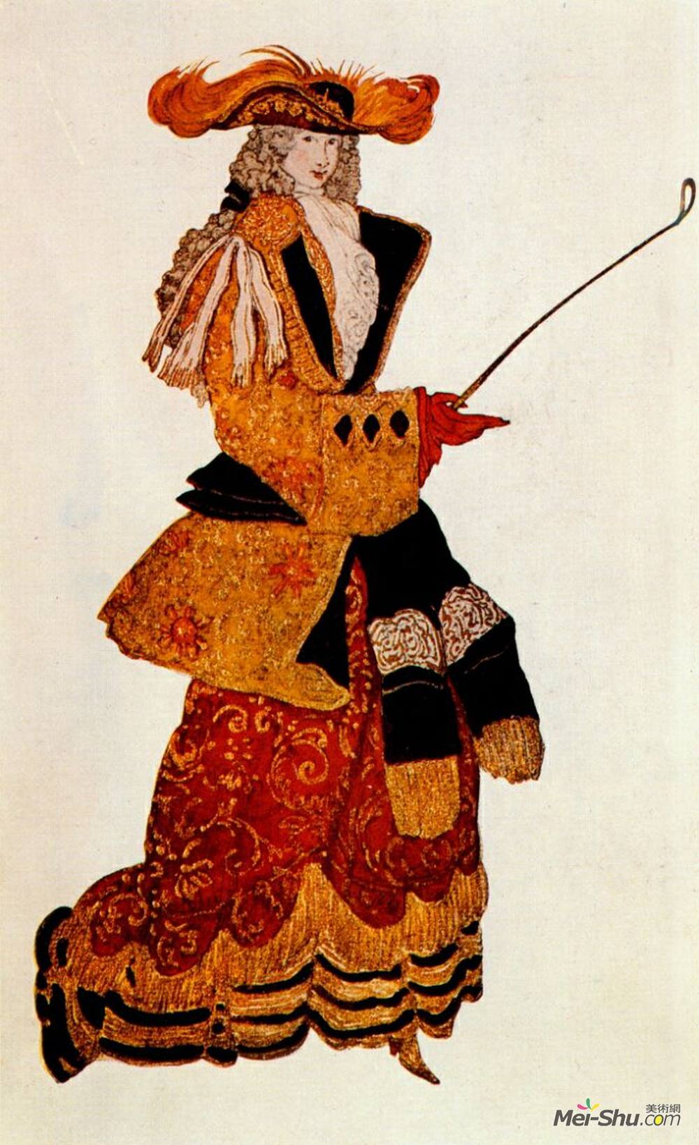 莱昂·巴克斯特(Leon Bakst)高清作品《从睡梦中寻找女侯爵的服装设计》