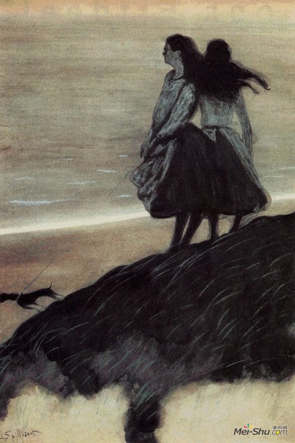 莱昂·施皮利亚特(Leon Spilliaert)高清作品《沙丘上的女孩》