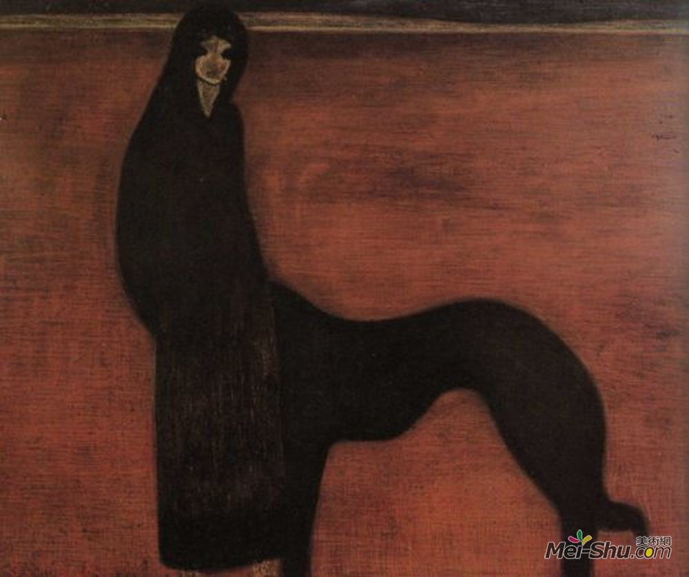 莱昂·施皮利亚特(Leon Spilliaert)高清作品《年轻的女人和狗》